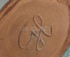 Gorka Lívia (1925 - 2011): Madaras váza. Türkiz, sárga, fehér mázakkal festett kerámia, hibátlan. Je...