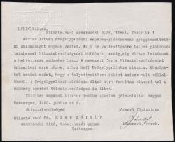 1925 Esztergom, Csernoch János (1852-1927) esztergomi érsek, bíboros-hercegprímás által aláírt levél, dombornyomott fejléces levélpapíron