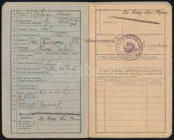 1940 Katonai igazolványi lap. Pápai 20. honvéd kieg