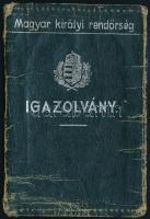 1944 M. kir. Rendörség igazolvány megviselt. / Police ID