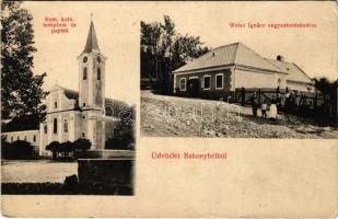 Bakonybél, Római katolikus templom és paplak, Weisz Ignác vegyeskereskedés üzlete és saját kiadása (EK)