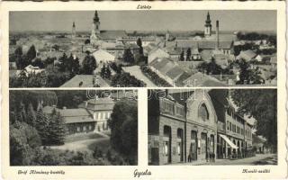 1942 Gyula, látkép, Gróf Almásy kastély, Komló szálloda