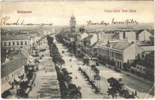 1907 Debrecen, Piac utca alsó része, üzletek, piaci árusok (EK)