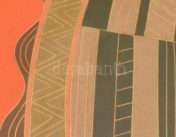 Anya gyermekével. Jelzett tűzzománc kép. paszpartuban, keretben. 30x30 cm / Mother with child enamel...