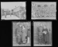 cca 1948 előtt készült katonai felvételek, üveglemezeken és síkfilmen, a kiskunfélegyházi Marika-fotó műterem hagyatékából, 21 db vintage NEGATÍV, 9x12 cm és 10x15 cm