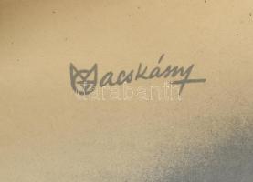 1947 Macskássy János (1910-1993): Újjáépítési állami sorsjáték, plakát, 82×57 cm