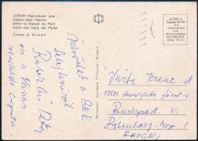 cca 1970 Rusorán Péter olimpia bajnok vízilabdázó által Szófiából írt képeslap / Olympic champion water polo player autograph signed postcard