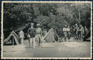 cca 1933 Horthy Miklós és Teleki Pál egy cserkész táborban. Fotólap / Scout camp with Horthy and Teleki.