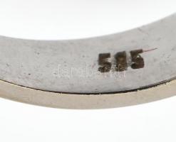 Arany (Au) 14k fehérarany Art Deco fazonú gyűrű. 16 db modern csiszolású briliáns cca. 1,6 ct és 1 d...