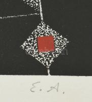 Joseph Kádár (1936-2019): Konstruktivista kompozíció. Szitanyomat, papír, jelzett, művészpéldány E.A...