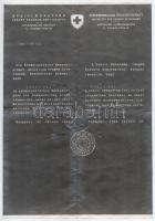 1944 Bp., Svájci Követség kivándorlási osztálya által kiállított csoportos útlevél korabeli, hiteles másolata, pecséttel, 2 P okmánybélyeggel