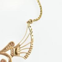 Arany (Au) 14 k. Szecessziós stílusú collier (nyakék) 2 db cirkóniával ékítve. jelzett, h: 46 cm, br...