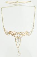 Arany (Au) 14 k. Szecessziós stílusú collier (nyakék) 2 db cirkóniával ékítve. jelzett, h: 46 cm, br...