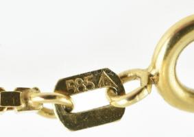 Arany (Au) 14 k. Szecessziós stílusú collier (nyakék) 2 db cirkóniával ékítve. jelzett, h: 46 cm, br...