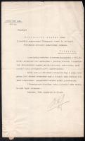 1922 Nagykállói Kállay Tibor (1881-1964) pénzügyminiszter (második Bethlen-kormány, 1921. december 3.-1924. február 20.) aláírása, egy számvevőségi tanácsosi kinevezésen, 1922. aug. 19., hajtott, szakadt.