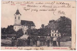 1914 Csári, Cáry; templom, tér / church, square