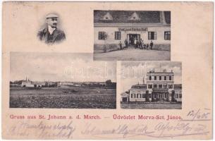 1905 Morvaszentjános, Sankt Johann an der March, Svaty Ján, Moravsky Sväty Ján; Hohenlohe herceg kastélya, vendégfogadó / castle, restaurant and hotel (Rb)