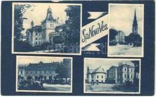 1932 Igló, Zipser Neudorf, Spisská Nová Ves; Városháza, Római katolikus templom, színház / town hall, Catholic church, theatre (EK)