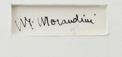 Marcello Morandini: Geometrikus kompozíció. Szitanyomat, papír. Jelzett a hátoldalán. Üvegezett fa k...