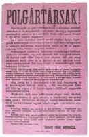1918. nov. 5. Versec, a városi néptanács hirdetménye fegyveres nemzetőrség felállításáról, kisebb szakadással, 47x31 cm