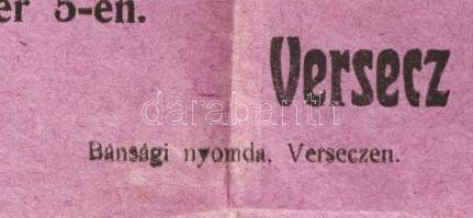 1918. nov. 5. Versec, a városi néptanács hirdetménye fegyveres nemzetőrség felállításáról, kisebb sz...