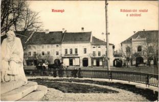 1915 Rozsnyó, Roznava; Rákóczi tér, zárda, szobor, Kováts Gizella és Gáspár üzlete / square, nunnery, statue, shops (fl)