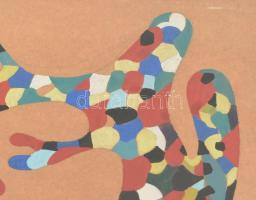 Lehel István (1917-1973): Kompozíció. Tempera, papír, jelzett (1969.V.20.), üvegezett fa keretben, 2...