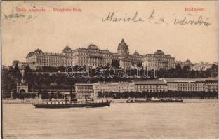 1909 Budapest I. Királyi vár, gőzhajó. Divald Károly műintézete 13-1909. (EK)