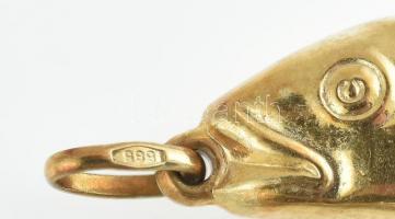 Arany (Au) 14 k. Hal medál, hajlékony (Besamim Havdala judaica / judaika). jelzett, nettó: 3 g