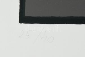 Frank Magda (1914-1997): Geometrikus szoborterv. Szitanyomat, papír, jelzett, számozott (25/40), üve...