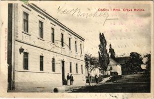 1911 Kutina, Obcina i Rmk. crkva / községháza és római katolikus templom / town hall and church (EK)