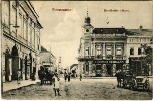 Rimaszombat, Rimavská Sobota; Erzsébet tér, Heksch Bertalan üzlete, Imperial / square, shops (EK)