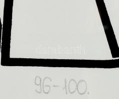 Victor Vasarely (1908-1997): Játék. Szitanyomat, papír, jelzett és számozott (96-100). 25x39,5 cm. Ü...