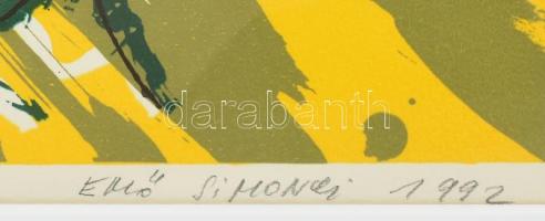 Simonyi Emő (1943-): Álom, 1992. Szitanyomat, papír. Jelzett, számozott (27/40). 62x46 cm. Üvegezett...