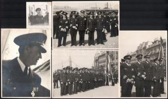 cca 1942 Vegyes, folyamőrséggel kapcsolatos fotó tétel, 7 db, 4 fotón azonosítatlan ünnepséggel, 3 f...