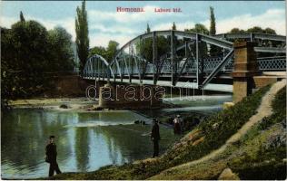 Homonna, Humenné; Labord híd, mosónő. Hossza Gyula kiadása / Laborec river, bridge, washerwoman