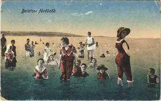 Balaton, strand, fürdőzők (kopott sarkak / worn corners)