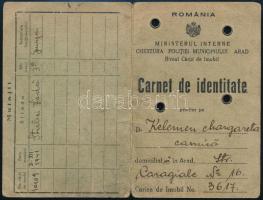 1940 Arad, igazolvány, 10L helyi illetékbélyeggel / ID with 10L local document stamp