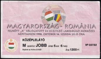 1998 Magyarország-Románia EB selejtező labdarúgó mérkőzés belépőjegye / Football match entry ticket