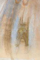 Miháltz Pál (1899-1988): Fények (Kert, Faluvége), 1941. Pasztell, papír, jelzett. Hátoldali Nemzeti ...