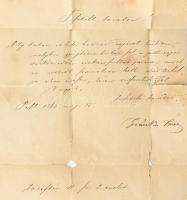 1862 Levél Emanuel Gojdu / Gozsdu Manó részére melyben árvízkárosultak számára való gyűjtésre hívják...