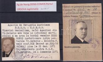 1947, 1971 2 db DDSG- COMOS Orsova kikötői igazolvány / ID for port Orsova