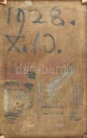 Kelemen Emil (1895-1975): Szamárháton, 1928. Olaj, vászon, jelzett. Hátoldalán datált. Javított. Fa ...