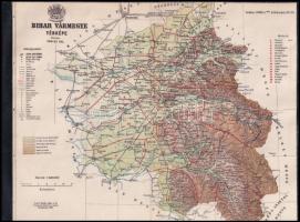 cca 1896 Bihar vármegye térképe lelaminálva 28x22 cm