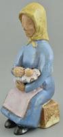 Gádor István (1891-1984): Anya gyermekével. Kézzel formázott, színesen festett kerámia. Apró kopások...