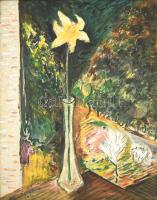 Kelemen Emil (1895-1975): Csendélet tájban. Olaj, vászon, jelzett. Fa keretben, 78x61,5 cm / Oil on canvas, signed.