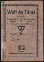 1912 Wolf és Társa hangszergyár képekkel illusztrált katalógusa, árjegyzéke, 106 p., sérült papírkötés, helyenként kissé sérült, foltos lapokkal