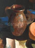 Fóth Ernő (1934-2009): Dinnyés csendélet, 1960-as évek. Olaj, vászon. Jelzett. A hátoldalán autográf...