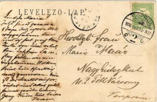 1906 Bánfalva, Sopronbánfalva, Wandorf; Kármeliták zárdája, szekér, dohány és palackbor üzlet