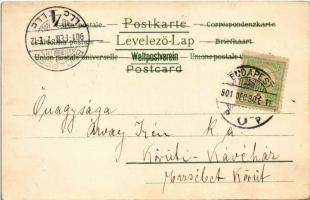 1901 Art Nouveau peacock feather lady. E.A.W. No. 1240. litho. Unsigned Raphael Kirchner